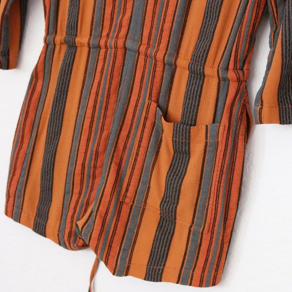 James Perse Short Vintage Stripe Jumpsuit Romper Size S Retro Collar Button $325 - Picture 13 of 16